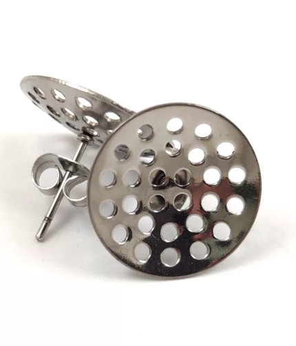 Fülbevaló alap szitás - platina - 6db